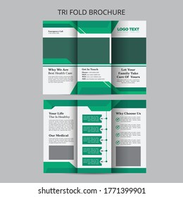 Trifold Medical Brochure Flyer Layout Template, for tri fold flyer. Creative concept  Trifold brochure..