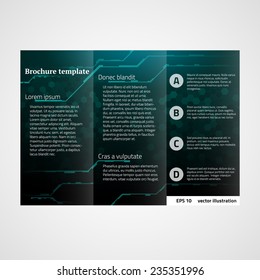 Tri-Fold Mock up.  Technology brochure design temlate. Vector illustration.
