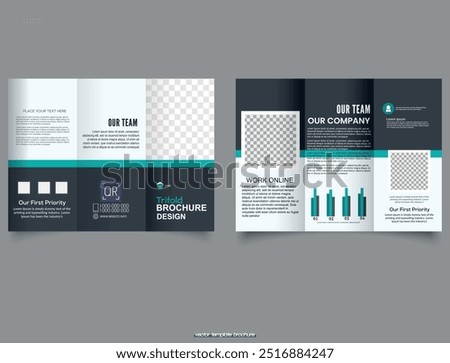 Trifold Nature flyer with an image. Creative ecological brochure, template or flyer design from the front and back of the presentation.