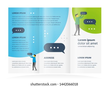 Tri-fold People speaking message brochure design template 