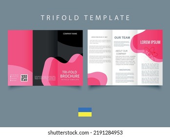 Trifold Pink Black Brochure. Medical Flyer. For Print