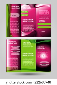Tri-fold pink leaflet brochure template design 