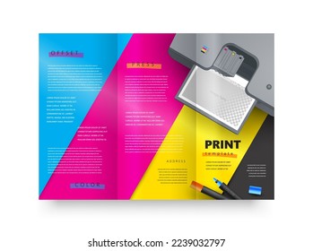 Trifold print cmyk polygraphy theme Cover design template vector