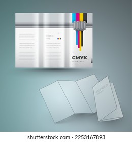 Trifold print cmyk polygraphy theme Cover design template vector
