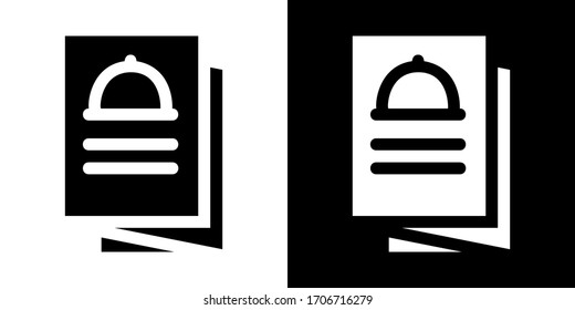 Trifold Restaurant Menu. Glyph Icon in White and Black Version.