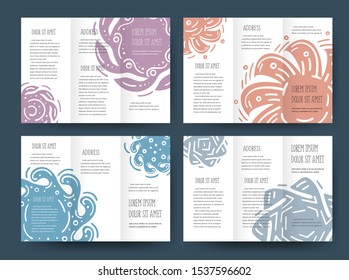 Tri-fold Set Abstract Ornament brochure design template