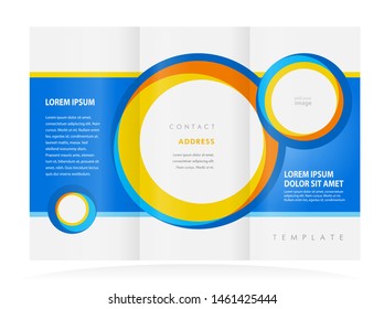 Tri-fold spheres theme design template vector brochure abstract blue color