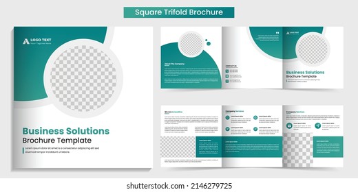 Trifold square brochure, Modern Business square trifold brochure template design, Corporate business, Leaflet cover, print Ready vector layout
