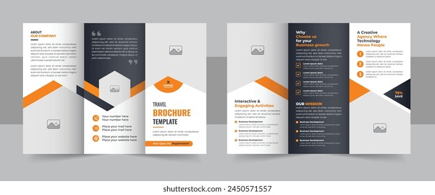 Trifold Travel Brochure Template, Creative and Professional Travel Agency Trifold Brochure Layout. Trifold Brochure Design For Travel Agency