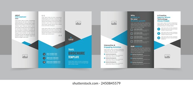 Trifold Travel Brochure Template, Creative and Professional Travel Agency Trifold Brochure Layout. Trifold Brochure Design For Travel Agency