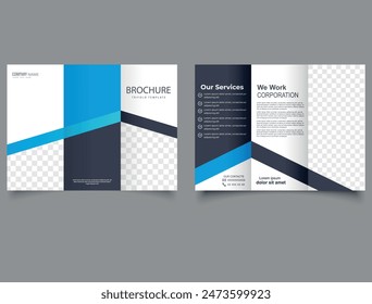 Trifold Travel Brochure Template. Trifold Template layout design with cover page for company profile, annual report, brochure, flyer.