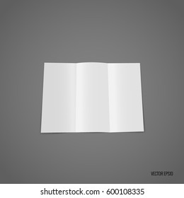 Trifold white template paper. Vector illustration.
