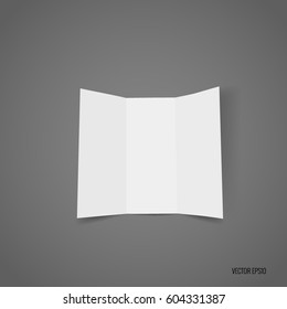 Trifold white template paper. Vector illustration.