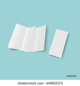 Trifold white template paper. Vector illustration.