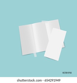 Trifold white template paper. Vector illustration.