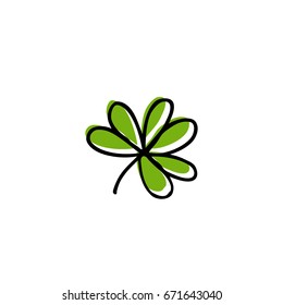 trifoliate clover doodle icon