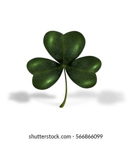 Trifoliate clover. The symbol of St. Patrick's Day. Isolated on white background with shadows. Vector illustration