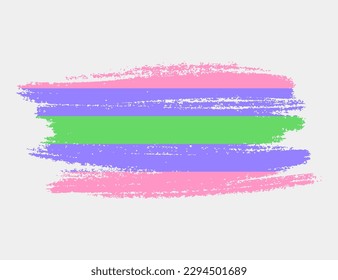 Bandera trigénero pintada con pincel sobre fondo blanco. Concepto de derechos LGBT. Afiche de los modernos desfiles del orgullo. Ilustración del vector