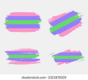 Trigender flag painted with brush on white background. LGBT rights concept. Modern pride parades poster. Vector illustration	