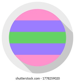 Bandera del Orgullo Trigénero, icono de forma redonda sobre fondo blanco, ilustración vectorial