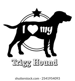 Trigg Hound Hund Silhouette, ich liebe meinen Hund, Hund, Hunderassen, Logo, Vektor, Silhouette, Tier, Illustration, Symbol, Zeichen, schwarz, Haustier,