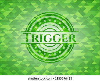 Trigger green emblem with triangle mosaic background