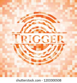 Trigger orange mosaic emblem with background