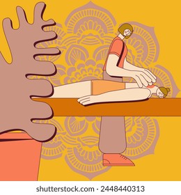 Terapia de masaje de punto de activación por terapeuta profesional en spa. Concepto de diseño. Ilustración vectorial plana aislada.
