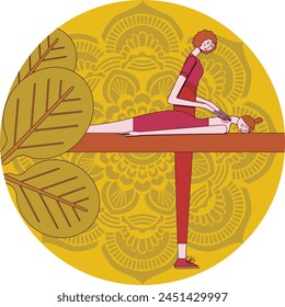 Trigger point massage therapy by professional therapist in spa. Isolated flat vector illustration in circle shape.