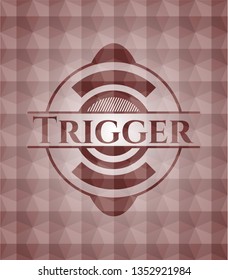 Trigger red polygonal badge. Seamless.