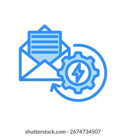Ícone de e-mails disparados - ilustração do vetor de cor azul
