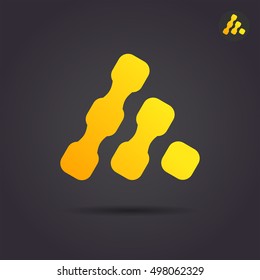 Trigon shape, pyramid concept logo, 2d vector illustration on dark background, eps 10