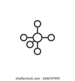 Trigonal bipyramidal structure line icon. linear style sign for mobile concept and web design. Molecular geometry formula outline vector icon. Symbol, logo illustration. Vector graphics