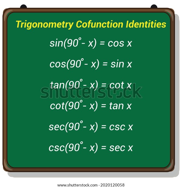 Trigonometry Cofunction Identities Mathematic Stock Vector (Royalty ...