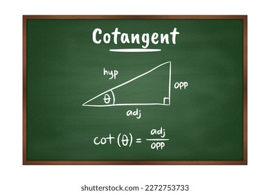 trigonometry Cotangent formula on green chalkboard vector