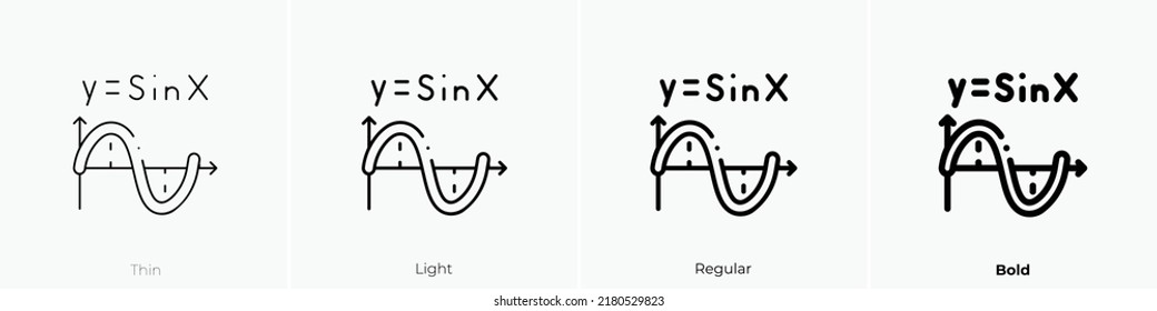 trigonometry icon. Thin, Light Regular And Bold style design isolated on white background