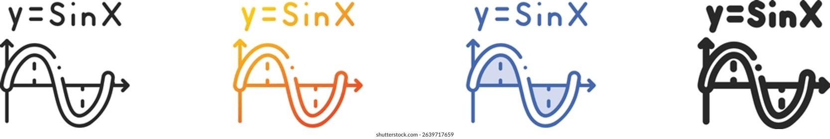 trigonometry icon.Thin Linear, Gradient, Blue Stroke and bold Style Design Isolated On White Background