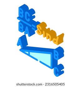 trigonometría de matemáticas, educación, vector de ícono isométrico. signo de educación en ciencias matemáticas de trigonometría. ilustración de símbolo aislado
