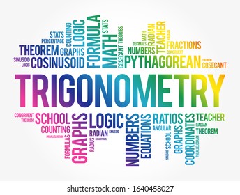 Trigonometry word cloud collage, education concept background