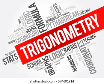 Trigonometry word cloud collage, education concept background