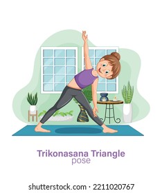 Trikonasana yoga pose showing. Vector EPS 10.