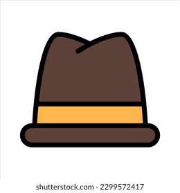 Trilby Fedora Hat Simple Line Icon Symbol