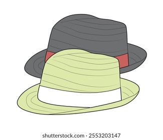 Trilby Hüte technische Illustration Vektor Mockup Template.