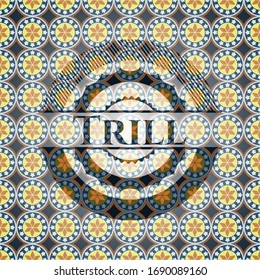 Trill arabic style badge. Arabesque decoration.