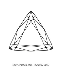 Trillionen Diamant geschnitten Form. Flaches Diagramm entwerfen. Brillanter Dreiecksschnitt. Diamant-Draufsicht. Edelstein Umriss Dreieck Symbol für Schmuck-Design, Branding, Verpackung, Logo, digitale Grafik.