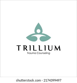 Trillium Logo Design. People, Drop And Leaf Vector.