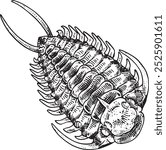 Trilobite - hand drawn vector extinct animal illustration