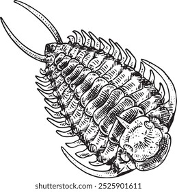 Trilobite - ilustración de animales extintos de Vector dibujado a mano