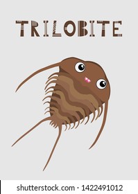 trilobite poster, vector card, cute hand drawn poster with trilobite, vector illustration trilobite in scandinavian style, poster for kids, print 