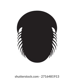 Diseño de ilustración plana de Vector de silueta trilobita sobre fondo blanco